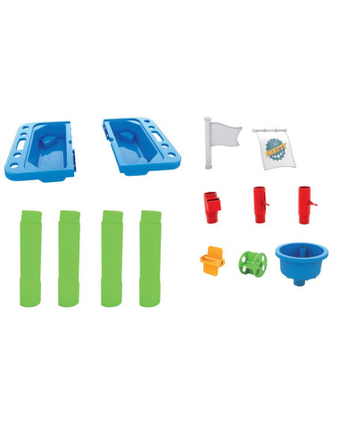 BN-858514,Petite&Mars - Masa de joaca pentru copii, Teo, Pentru apa si nisip, 6 jucarii diferite incluse, 46 x 69 x 39 cm, Albas