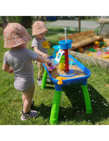 BN-858514,Petite&Mars - Masa de joaca pentru copii, Teo, Pentru apa si nisip, 6 jucarii diferite incluse, 46 x 69 x 39 cm, Albas