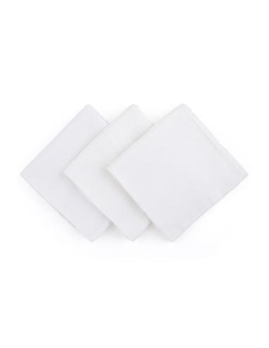 BN-415833,Petite&Mars - Set 3 scutece din muselina de bambus Moussy Total White, Hipoalergenice, 68 x 68 cm, Certificate Oeko Te