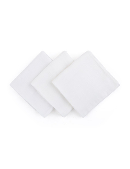 BN-415833,Petite&Mars - Set 3 scutece din muselina de bambus Moussy Total White, Hipoalergenice, 68 x 68 cm, Certificate Oeko Te