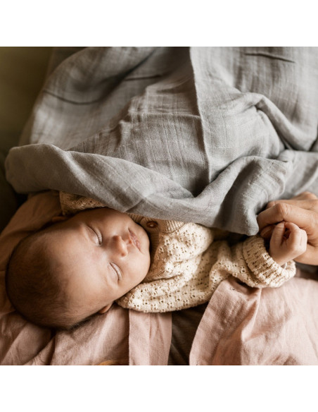 BN-415360,Petite&Mars - Set 3 scutece din muselina de bambus Moussy Ochre Leaves, Hipoalergenice, 68 x 68 cm, Certificate Oeko T