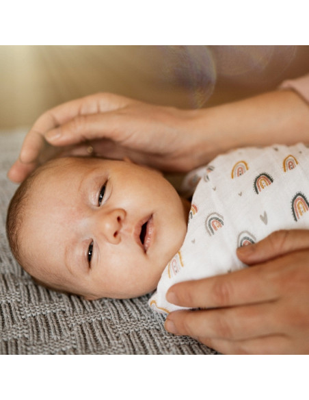 BN-417362,Petite&Mars - Set 2 scutece din muselina de bambus Misty Rose Rainbow, Hipoalergenice, Dimensiuni mari 120 x 120 cm, C