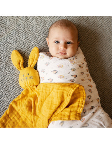 BN-417362,Petite&Mars - Set 2 scutece din muselina de bambus Misty Rose Rainbow, Hipoalergenice, Dimensiuni mari 120 x 120 cm, C