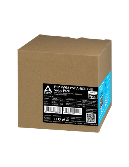 ACFAN00258A,Ventilator ARCTIC PC, P12 PWM PST A-RGB (White) - 3 Pack,"ACFAN00258A"
