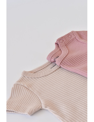 UP-BC-CSYM11407-0,Set de 2 salopetele cu maneca scurta din bumbac organic si modal - Roz/ Blush