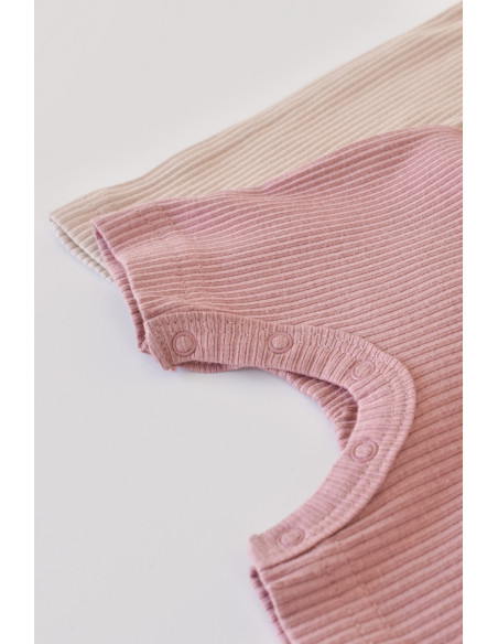 UP-BC-CSYM11407-0,Set de 2 salopetele cu maneca scurta din bumbac organic si modal - Roz/ Blush