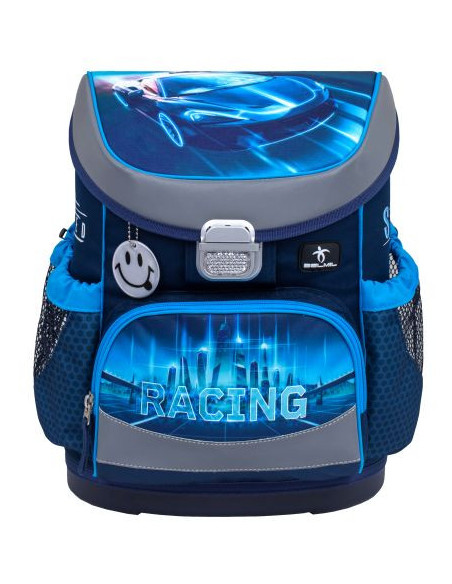 405-33-AG-PC-16,Ghiozdan neechipat mini-fit, dimensiune 36 x 28 x 19 cm, motiv racing blue neon