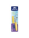 820219,Stilou Herlitz Twist bright sunshine, penita m, 2 rezerve albastre, blister