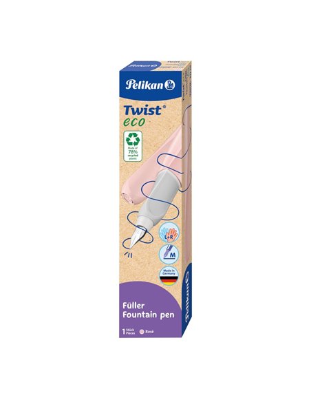 822213,Stilou Pelikan Twist din material reciclat, penita M, Roz deschis