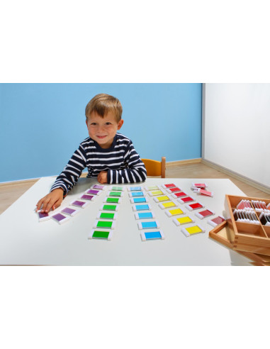 Vin85788,Set de 63 placute colorate intr-o cutie din lemn