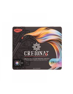 CC324P,Creioane colorate Daco 24 culori/cutie metalica pastel