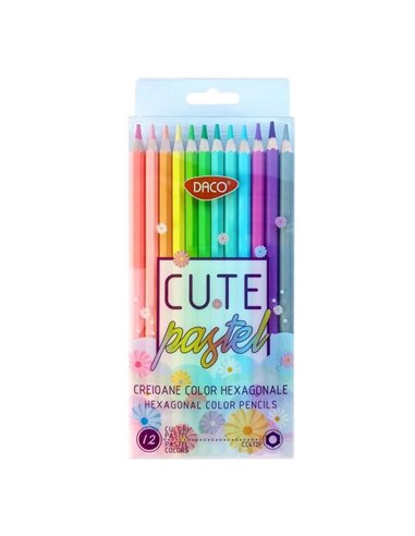 CC412P,Creioane colorate Daco 12 culori/set pastel