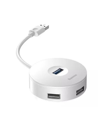 RY-CAHUB-F02,HUB extern Baseus Airjoy, porturi USB: USB 3.0 x 1 + USB 2.0 x 3, conectare prin USB 3.0, rotund, lungime cablu 10 