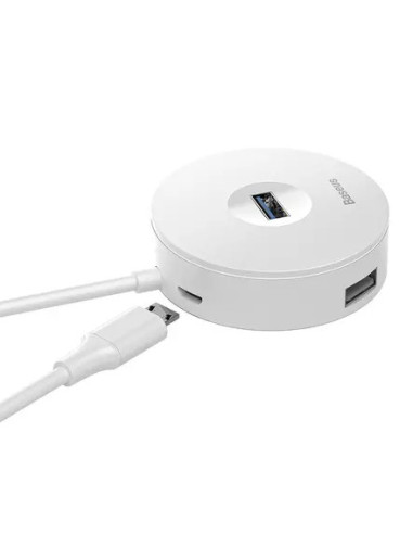 RY-CAHUB-F02,HUB extern Baseus Airjoy, porturi USB: USB 3.0 x 1 + USB 2.0 x 3, conectare prin USB 3.0, rotund, lungime cablu 10 