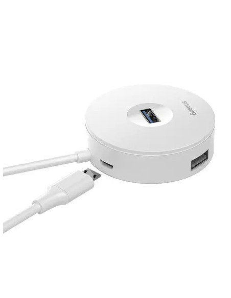 RY-CAHUB-F02,HUB extern Baseus Airjoy, porturi USB: USB 3.0 x 1 + USB 2.0 x 3, conectare prin USB 3.0, rotund, lungime cablu 10 