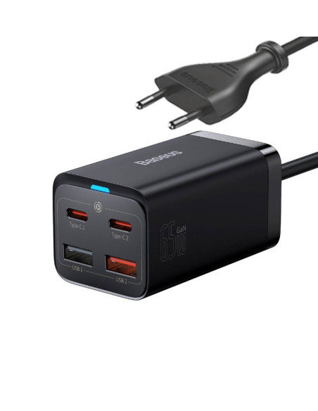 CCGP040101,INCARCATOR retea Baseus GaN3 Pro, Quick Charge 65W, 2 x USB, 2 x USB Type-C, include cablu USB Type-C la USB Type-C 1