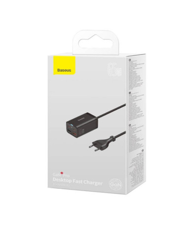 CCGP040101,INCARCATOR retea Baseus GaN3 Pro, Quick Charge 65W, 2 x USB, 2 x USB Type-C, include cablu USB Type-C la USB Type-C 1