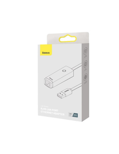 WKQX000113,ADAPTOR RETEA Baseus Lite, USB 2.0 to RJ-45 Gigabit LAN Adapter, metalic, LED, gri "WKQX000113" - 6932172606077