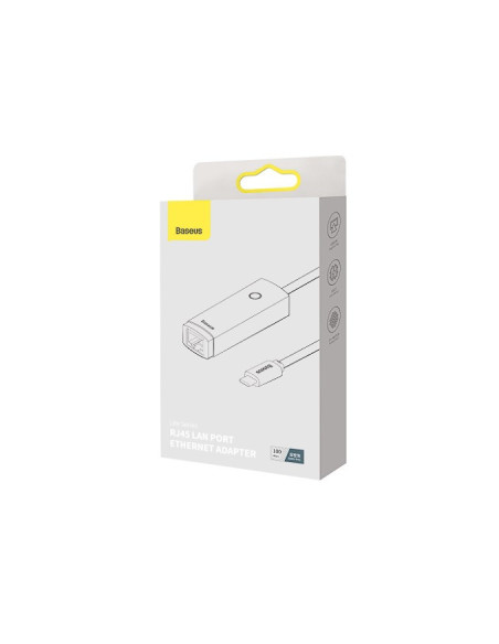 WKQX000313,ADAPTOR RETEA Baseus Lite, USB Type-C to RJ-45 Gigabit LAN, metalic, LED, gri "WKQX000313" - 6932172606138