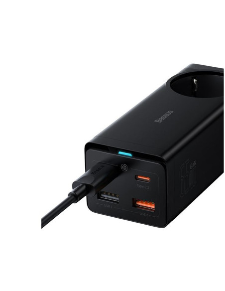 PSZM000901,INCARCATOR RETEA Baseus GaN3 Pro Powerstrip, Quick Charge 65W, 1 x AC, 2 x USB Type-C Output 5V/3A, 2 x USB, include 