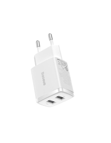 CCXJ010202,INCARCATOR retea Baseus Compact,10.5W, 2 x USB 5V/2.1A, alb "CCXJ010202" (timbru verde 0.18 lei) - 6932172606916