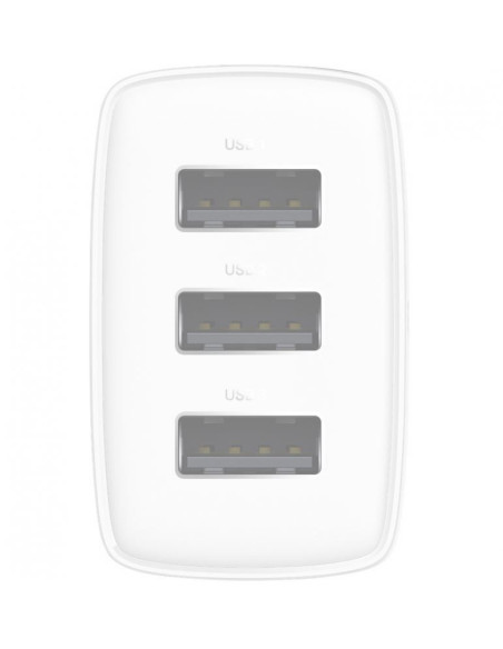 CCXJ020102,INCARCATOR retea Baseus Compact,17W, 3 x USB 5V/2.1A, alb "CCXJ020102" (timbru verde 0.18 lei) - 6932172606978