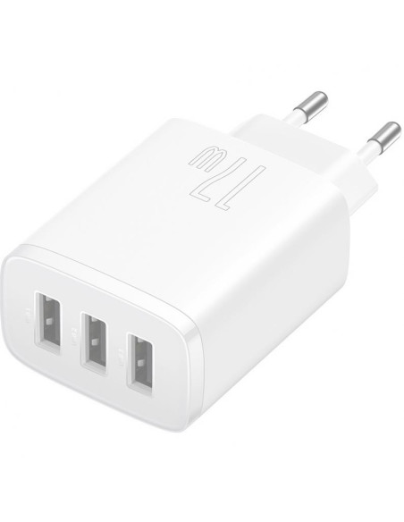 CCXJ020102,INCARCATOR retea Baseus Compact,17W, 3 x USB 5V/2.1A, alb "CCXJ020102" (timbru verde 0.18 lei) - 6932172606978