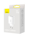 CCXJ020102,INCARCATOR retea Baseus Compact,17W, 3 x USB 5V/2.1A, alb "CCXJ020102" (timbru verde 0.18 lei) - 6932172606978