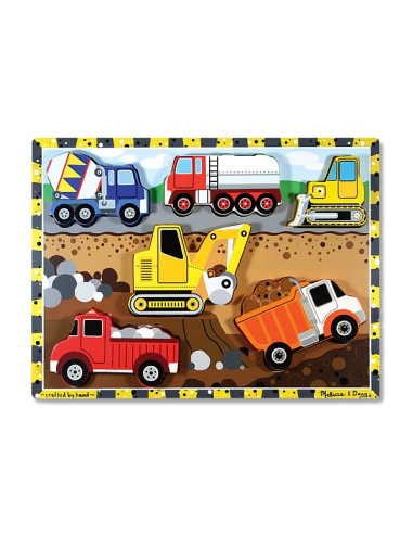 MD3726,Puzzle lemn in relief Utilaje pentru constructii Melissa and Doug