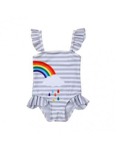 UP-drl47d22,Costum de baie, Motiv curcubeu, pentru gemene UP-drl47d22,Costum de baie, Motiv curcubeu, pentru gemene