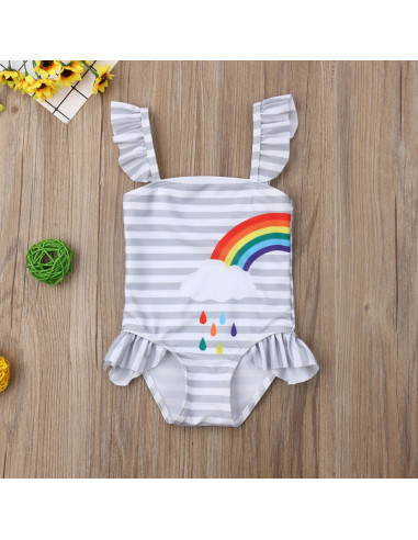 UP-drl47d22,Costum de baie, Motiv curcubeu, pentru gemene UP-drl47d22,Costum de baie, Motiv curcubeu, pentru gemene