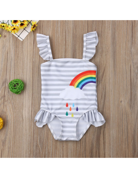 UP-drl47d22,Costum de baie, Motiv curcubeu, pentru gemene UP-drl47d22,Costum de baie, Motiv curcubeu, pentru gemene