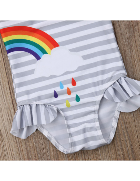 UP-drl47d22,Costum de baie, Motiv curcubeu, pentru gemene UP-drl47d22,Costum de baie, Motiv curcubeu, pentru gemene