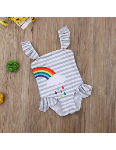 UP-drl47d22,Costum de baie, Motiv curcubeu, pentru gemene UP-drl47d22,Costum de baie, Motiv curcubeu, pentru gemene