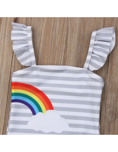 UP-drl47d22,Costum de baie, Motiv curcubeu, pentru gemene UP-drl47d22,Costum de baie, Motiv curcubeu, pentru gemene