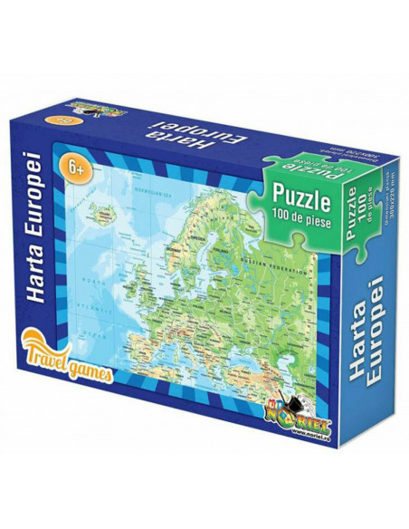 Harta Europei, Puzzle Noriel, 100 Piese Harta Europei, Puzzle Noriel, 100 Piese