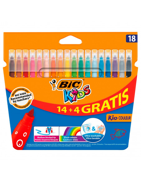 Carioci BIC ultralavabile Kid Couleur, 18 buc/set Carioci BIC ultralavabile Kid Couleur, 18 buc/set