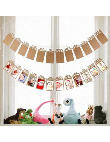 UP-drl260,Ghirlanda pentru fotografii - primele 12 luni (Culoare: Roz)