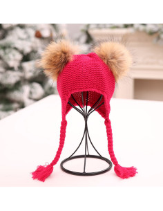 UP-drl1115,Caciulita Eva cu 2 pampoane, Diferite culori 2