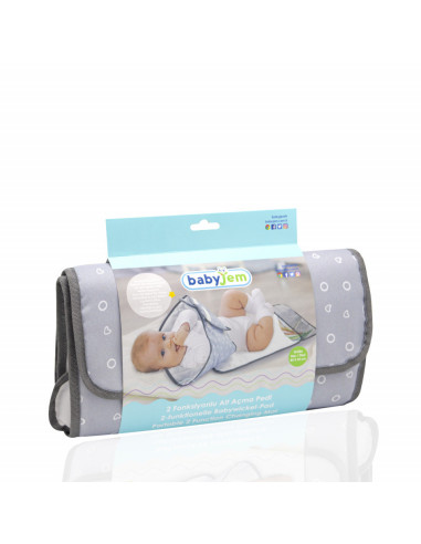 UP-bj_682,Saltea de infasat Grey pliabila cu sistem siguranta bebelusi BabyJem