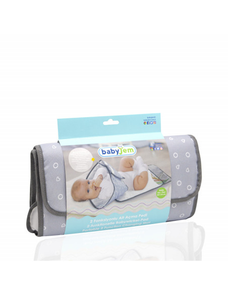UP-bj_682,Saltea de infasat Grey pliabila cu sistem siguranta bebelusi BabyJem