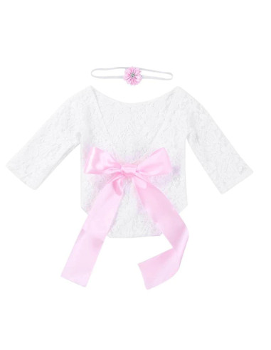 UP-drl_setpoze2,Set pentru poze - body plus bentita pentru nou nascut (Culoare: Alb)