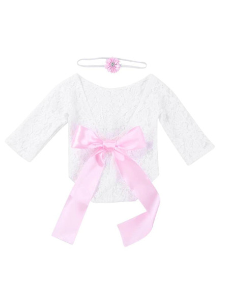 UP-drl_setpoze2,Set pentru poze - body plus bentita pentru nou nascut (Culoare: Alb)