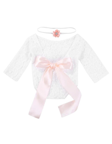 UP-drl_setpoze3,Set pentru poze - body plus bentita pentru nou nascut (Culoare: Somon)