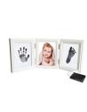 UP-drl-r32,Kit rama foto tripla mobila cu cerneala pentru manuta si piciorus (Culoare rama: Natur, Culoare ink: Negru)