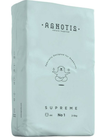 UP-agn_nr1,Scutece hipoalergenice Supreme Agnotis, marimea nr.1, 2-5 kg, 44 bucati