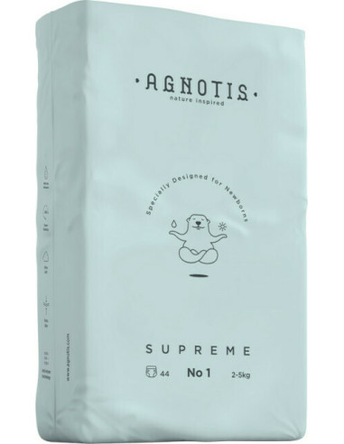 UP-agn_nr1,Scutece hipoalergenice Supreme Agnotis, marimea nr.1, 2-5 kg, 44 bucati