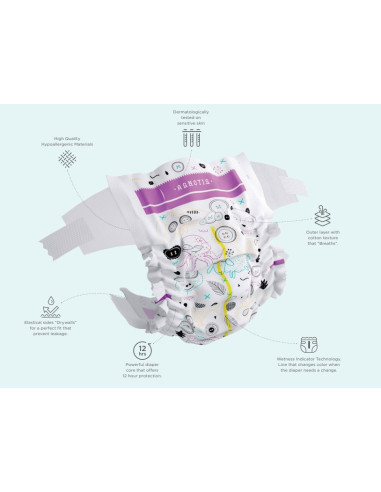 UP-agn_nr2,Scutece hipoalergenice Agnotis, marimea nr. 2, 3-6 kg, 42 bucati