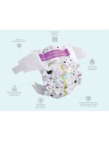 UP-agn_nr2,Scutece hipoalergenice Agnotis, marimea nr. 2, 3-6 kg, 42 bucati