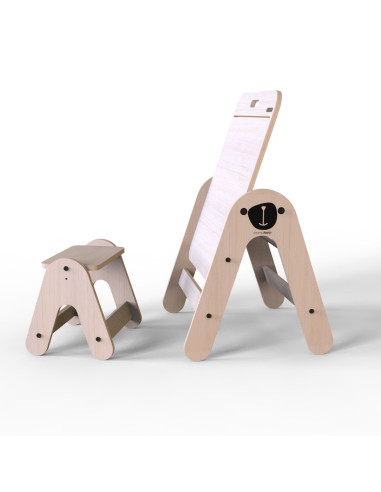 UP-Mtyz_massam2,Masuta si tabla 2 in 1 cu scaunel MamaToyz Massam, Ursulet